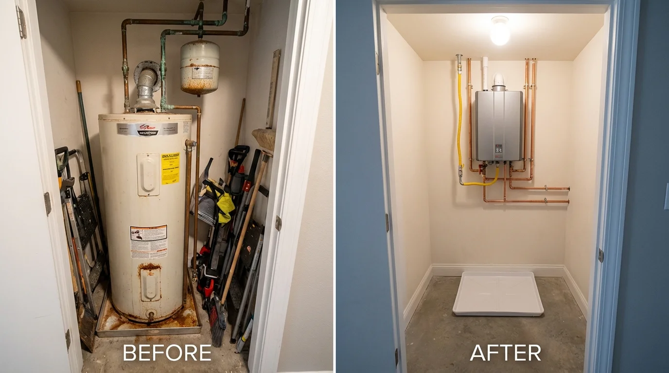 Tank water heater versus wall-mounted tankless unit comparison for Lame Deer, MT homeowners